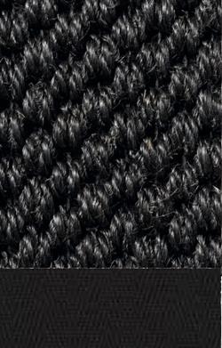 Sisal belize 036 black tæppe med kantbånd i sort